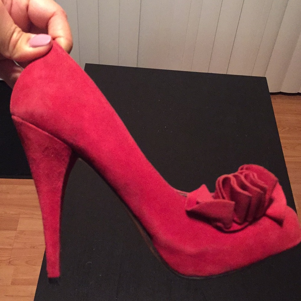 Steve Madden Red Suede Platforms